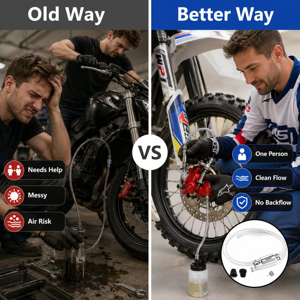🛠️ One-Way Brake Bleeder Hose Kit -🚗One Way Check Valve Tube Bleeding Tool Kit For Motorcyle Clutch