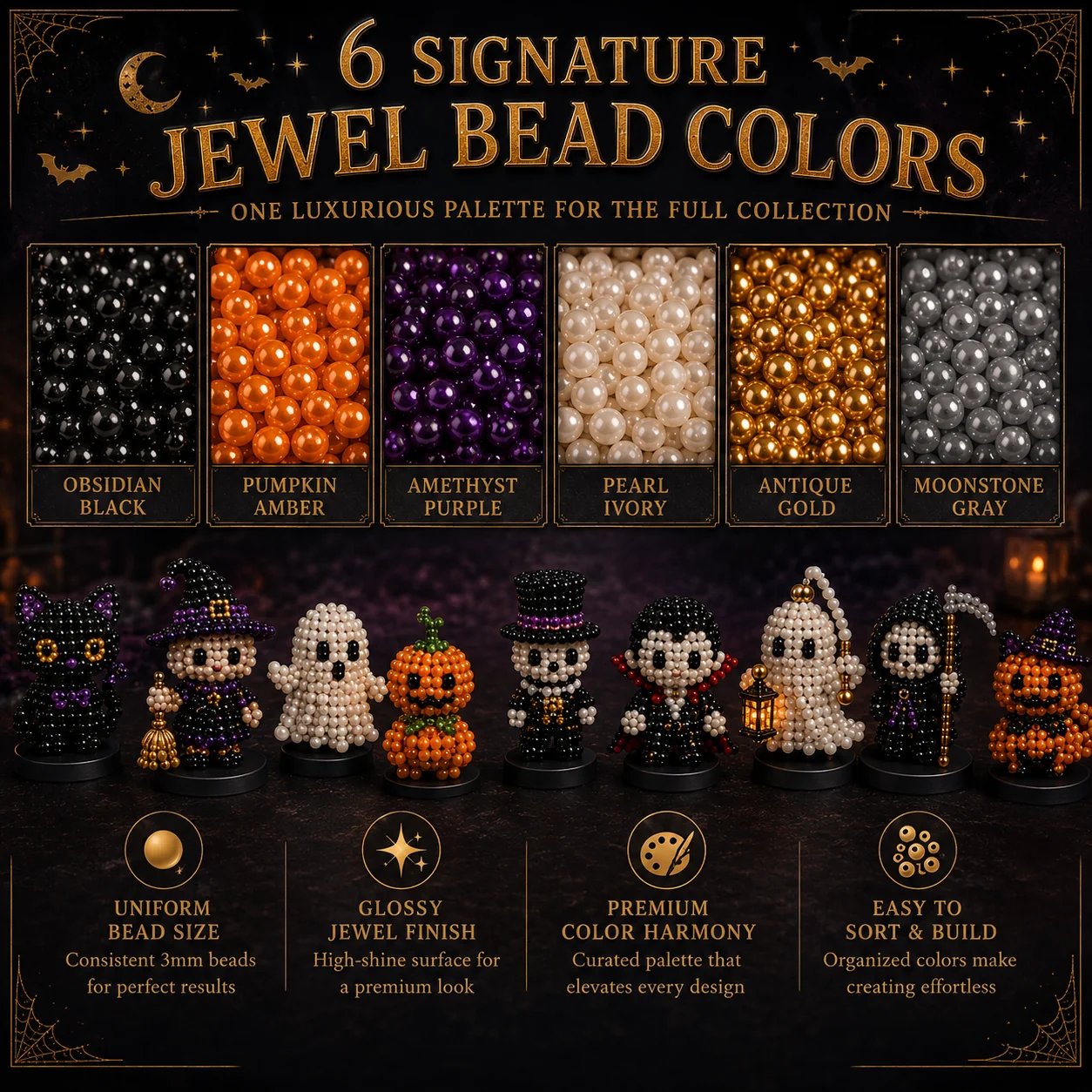 🧘Relaxing & Beginner-Friendly-🎃31 Nights of Hollowmoon DIY 3D Jewel Bead Countdown Calendar