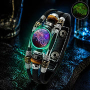 💥Last-day sale – 57% off ☪️Glow-in-the-dark leather zodiac sign bracelet for men and women (6.9/8.1 inches)♑️