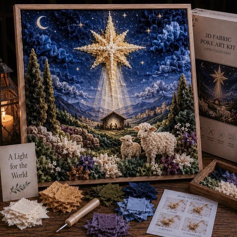 🧘Relaxing & Beginner-Friendly-✝️3D Christian Fabric Poke Art Kit(📦Buy 2 Free Shipping)