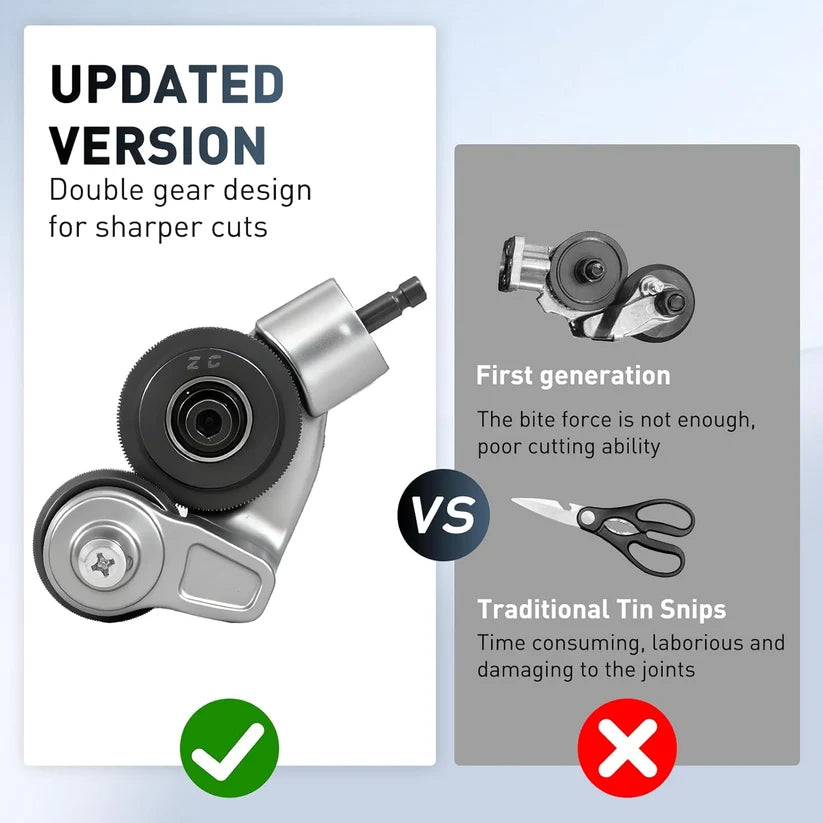🛠️Metal Nibbler Drill Attachment -✨Effortless Clean Cuts Through Steel, Aluminum, Copper & Plastic Panels