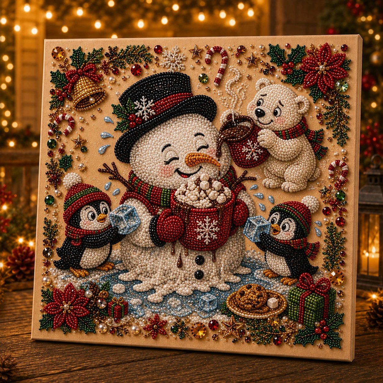 🧘Relaxing & Beginner-Friendly-🎄Premium 3D Pearl Absurd Christmas Moments Art Kit | Luxury Flocked Canvas with Scratch-Resistant Non-Fading Pearl