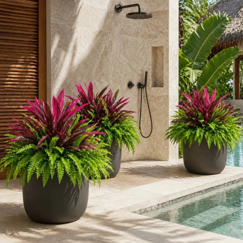 🔥UV-Resistant Artificial Fern & Red Dracaena Decorative Plants – Full, Lush & Fade-Resistant!