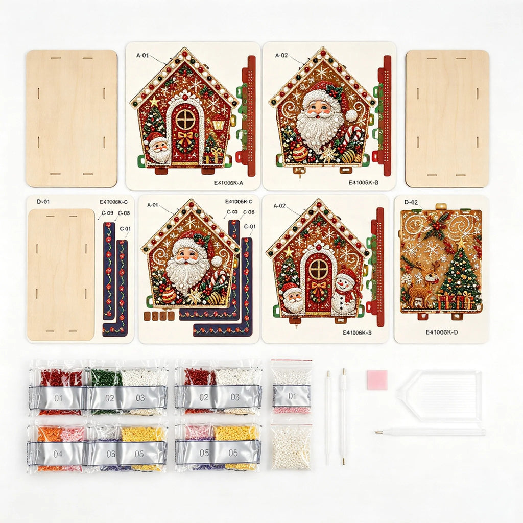 🧩Beginner-Friendly Diamond Painting Assembly-🔥3D Wooden House Rhinestone Diamond Art DIY Kit - Christmas Collection