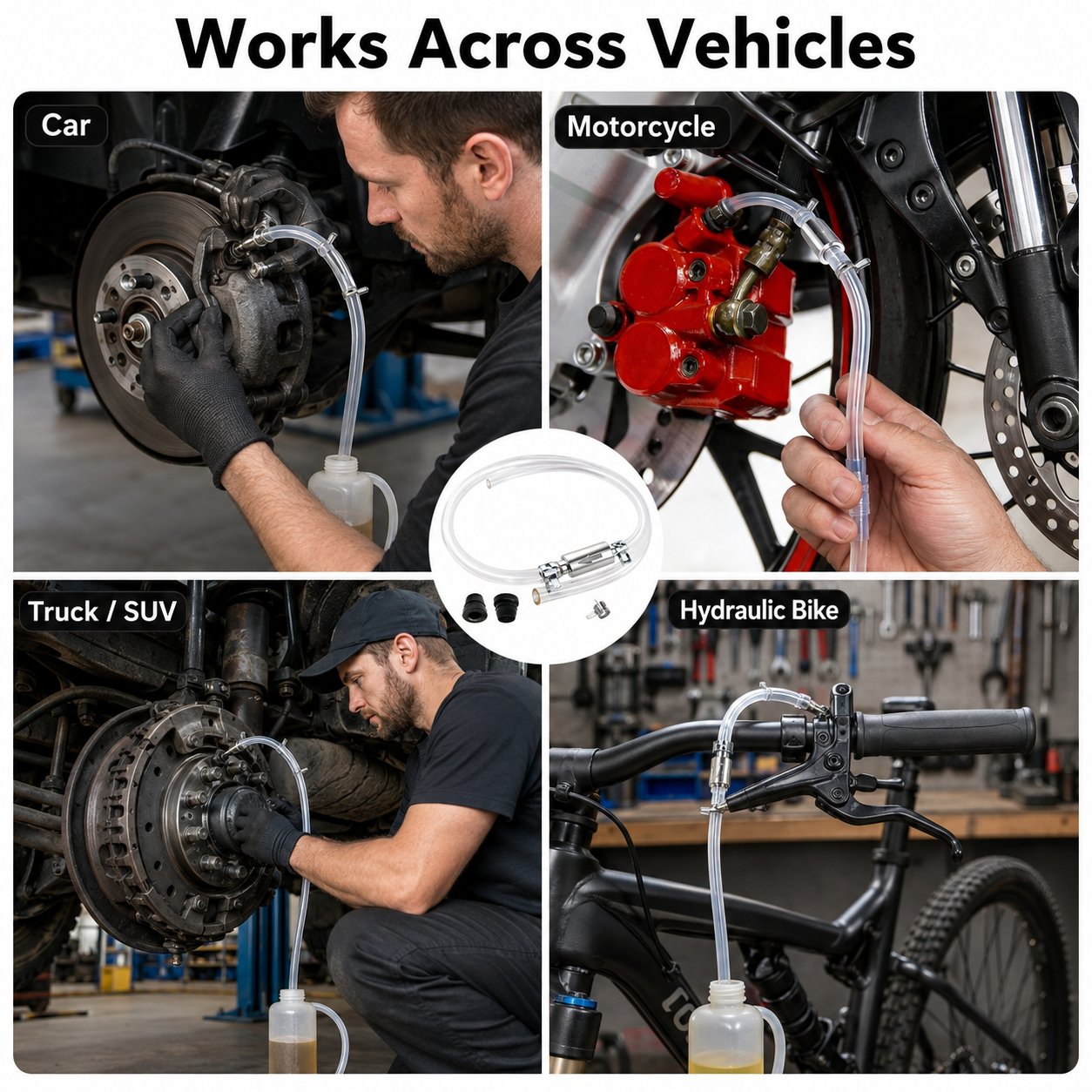 🛠️ One-Way Brake Bleeder Hose Kit -🚗One Way Check Valve Tube Bleeding Tool Kit For Motorcyle Clutch