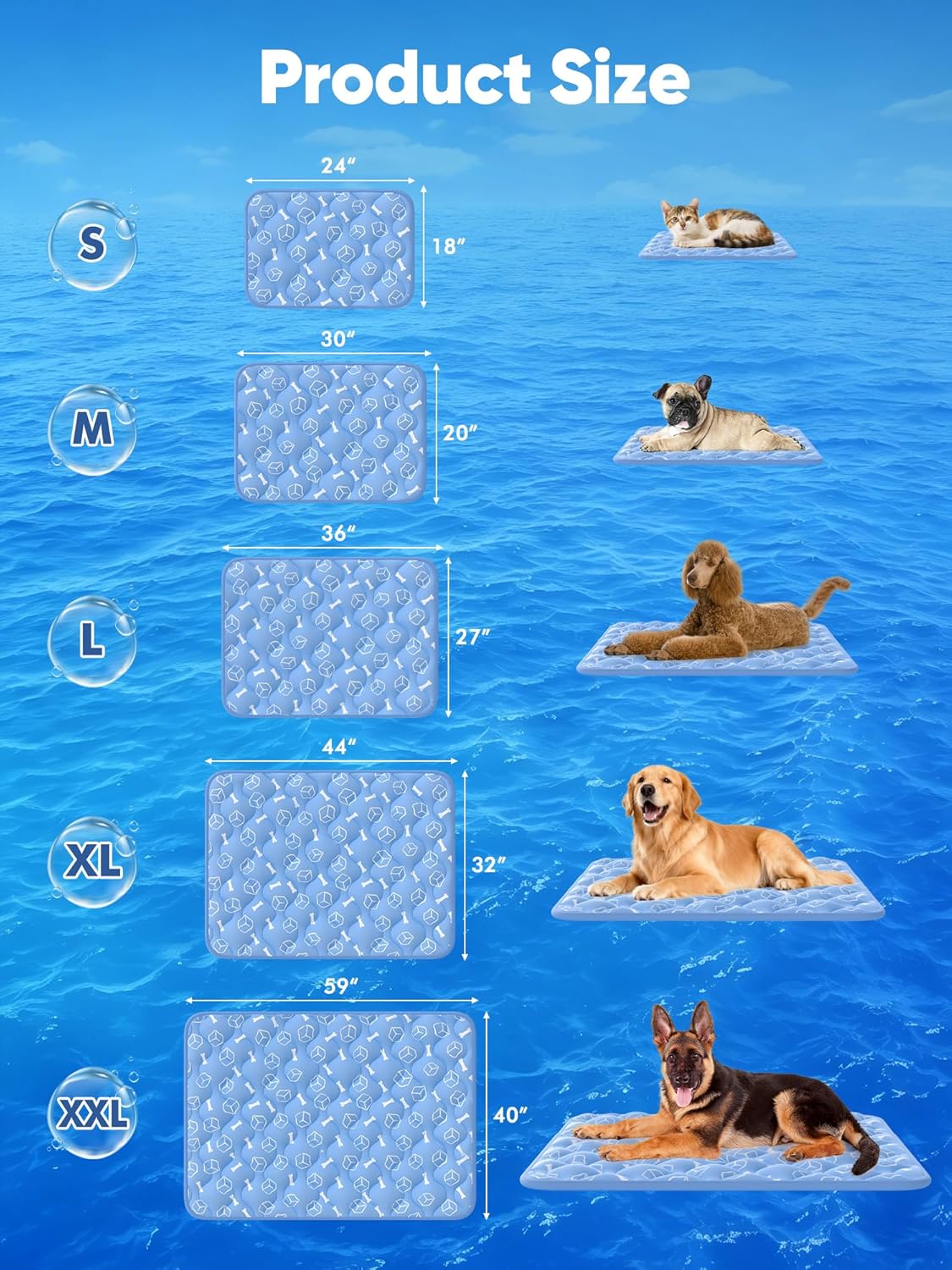 Dog Cooling Mat – Self Cooling Pad for Dogs, Pet Cooling Bed for Summer Heat Relief