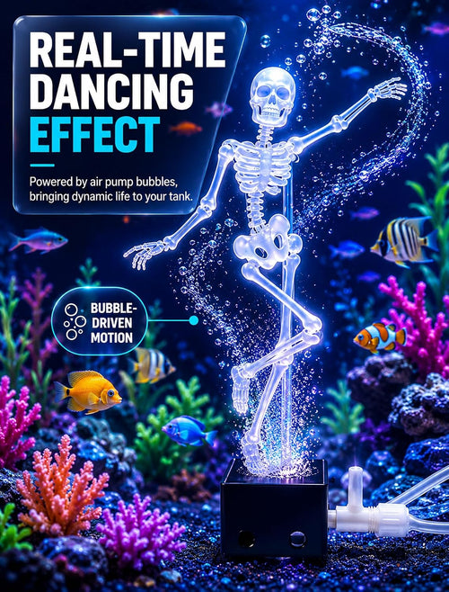 Bubble-Powered Dancing Skeleton Aquarium Ornament – Fun Fish Tank Decoration with Air Stone