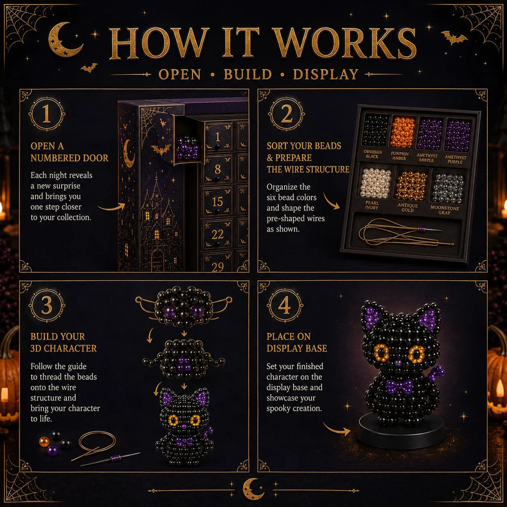 🧘Relaxing & Beginner-Friendly-🎃31 Nights of Hollowmoon DIY 3D Jewel Bead Countdown Calendar