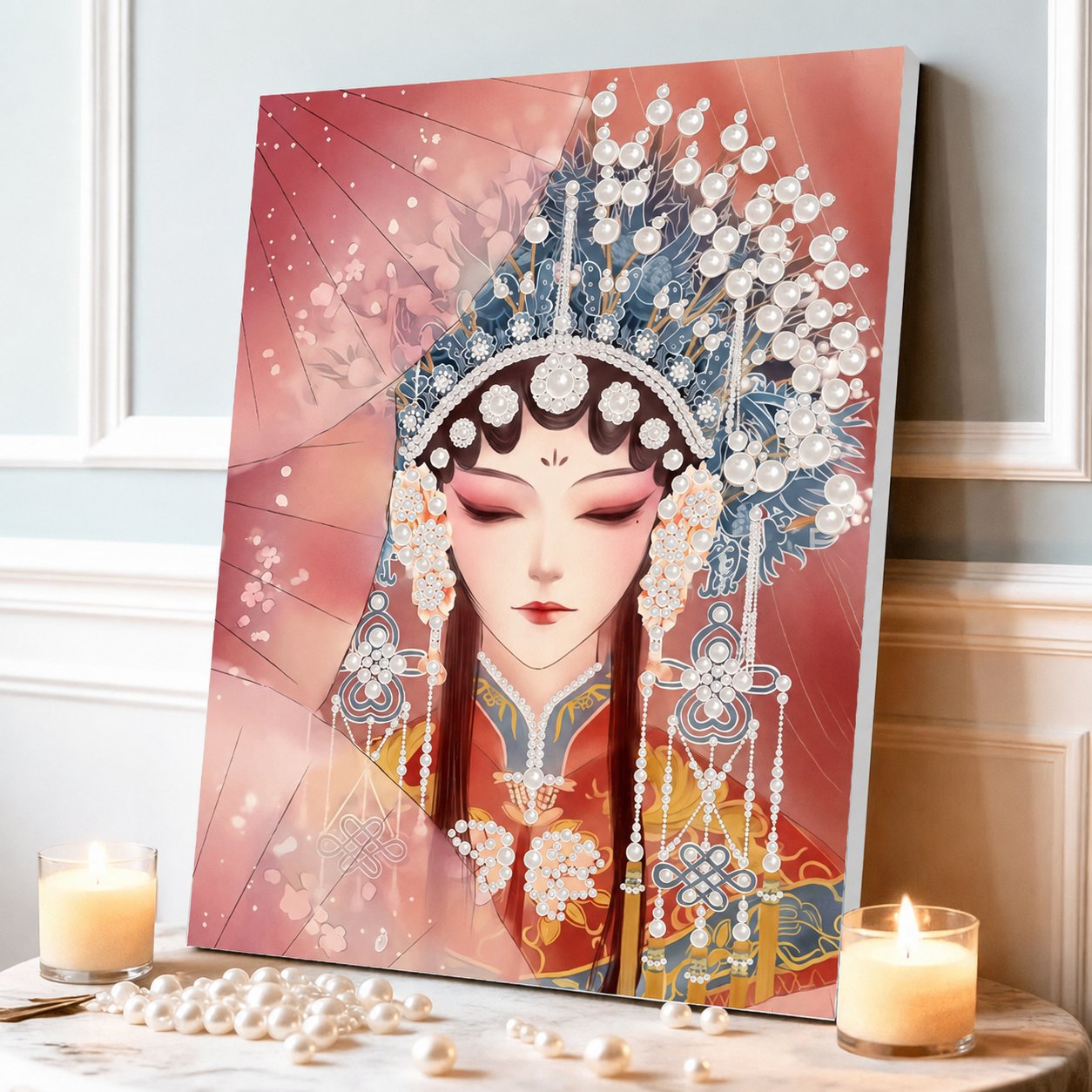 🧘Relaxing & Beginner-Friendly-💫DIY Self-Adhesive Pearl Canvas Art for Elegant Wall Decor