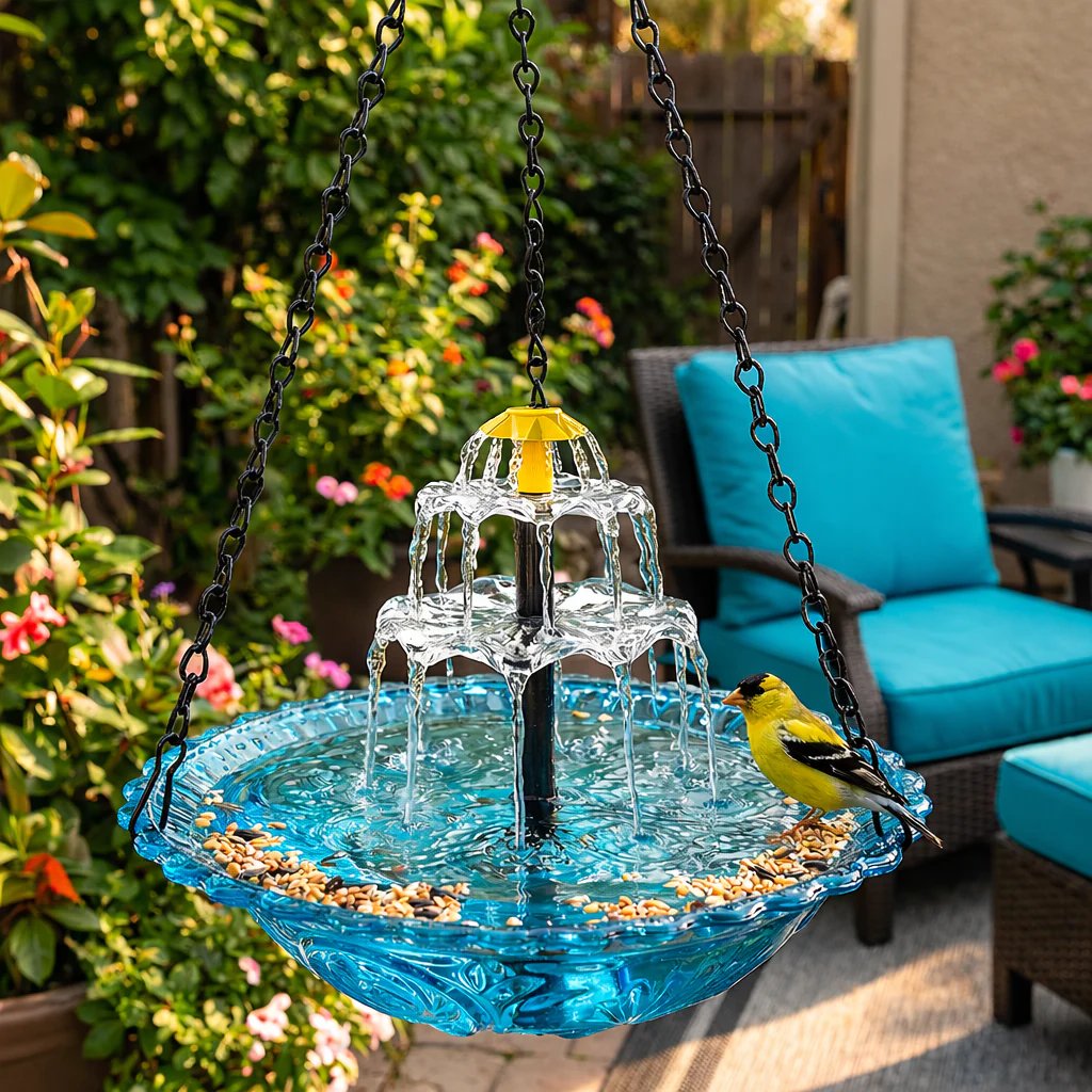 ⭐2026 USA Sale: Up to 50% OFF -☀Solar Cascade Hanging Bird Bath Fountain🎁Buy 2 Free Shipping