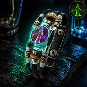💥Last-day sale – 57% off ☪️Glow-in-the-dark leather zodiac sign bracelet for men and women (6.9/8.1 inches)♑️
