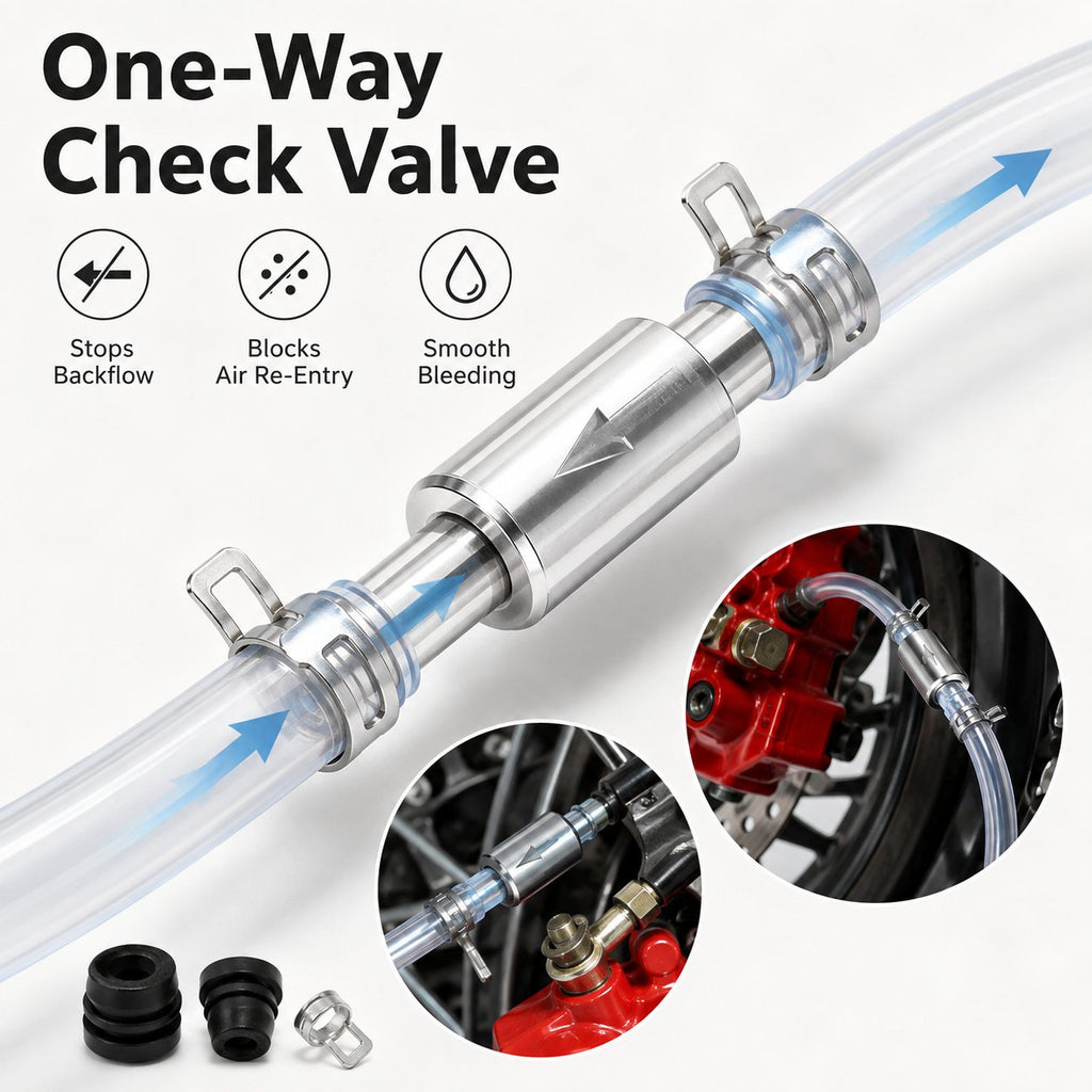 🛠️ One-Way Brake Bleeder Hose Kit -🚗One Way Check Valve Tube Bleeding Tool Kit For Motorcyle Clutch