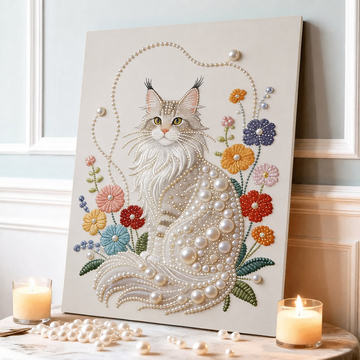 🧘Relaxing & Beginner-Friendly-💫DIY Self-Adhesive Pearl Canvas Art for Elegant Wall Decor
