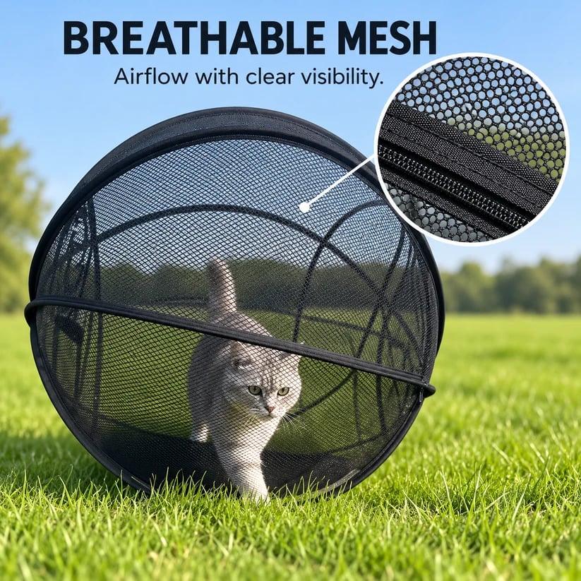 😻🐶 RollyCat 360° Mesh Pet Playpen – Spacious, Breathable & Versatile for Cats, Small Dogs, Playtime & Bath Time 🏠🚿