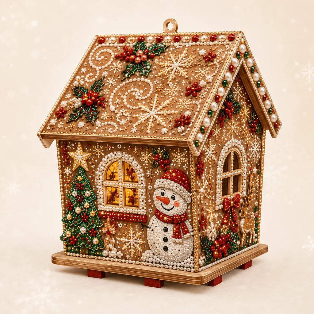 🧩Beginner-Friendly Diamond Painting Assembly-🔥3D Wooden House Rhinestone Diamond Art DIY Kit - Christmas Collection