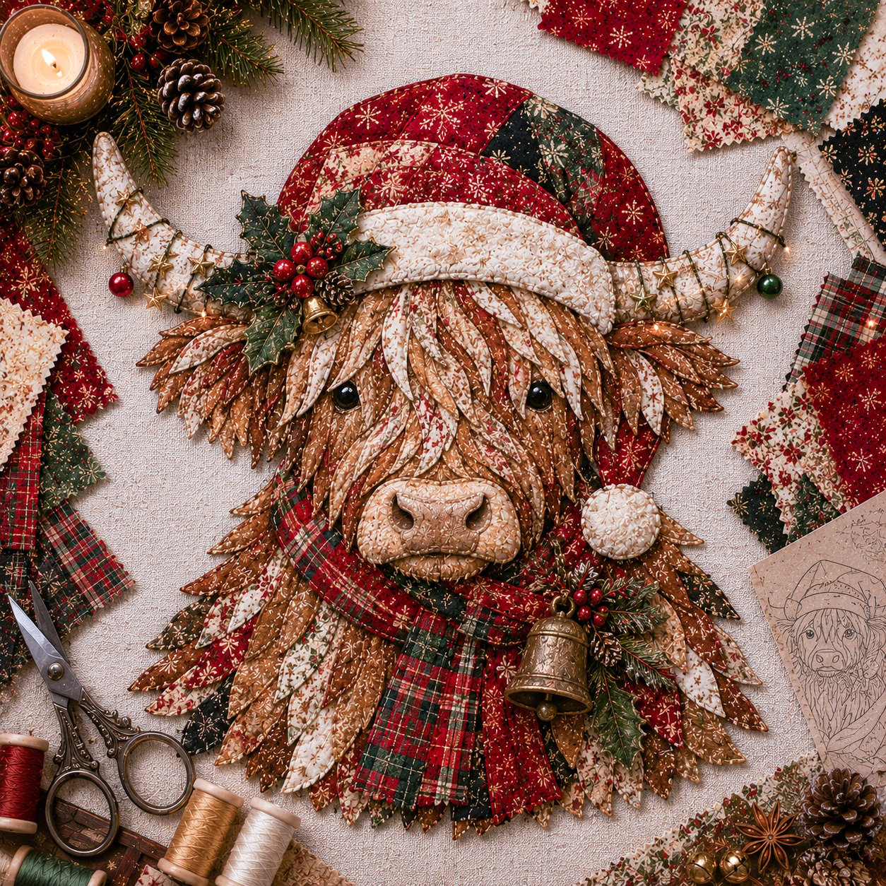 🧘Relaxing & Beginner-Friendly-🎅Christmas Patchwork Fabric DIY Decor Kit – Stunning Results, Zero Experience Needed
