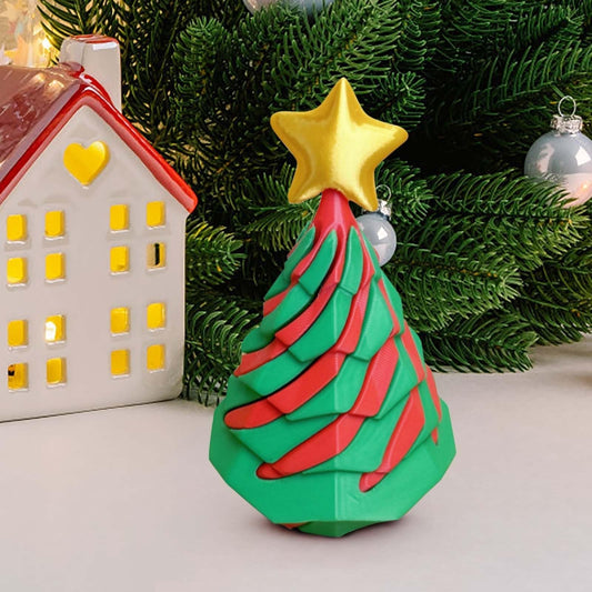 🎄 3D Printed Multicolor Christmas Tree Spiral Stacking Toy