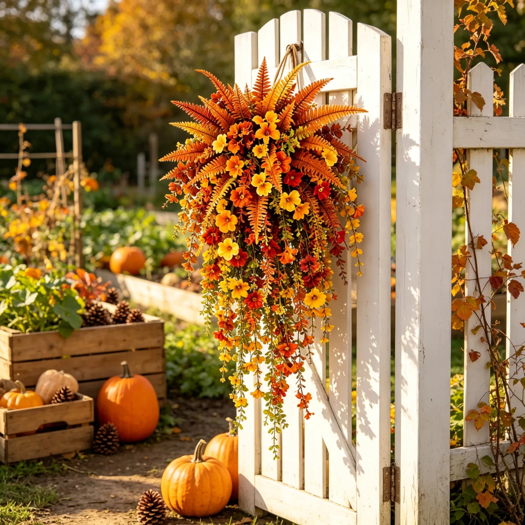 💥Limited stock for current seasonal styles 60% OFF-🍂 Artificial Fall Harvest Hanging Basket – Full, Lush & Fade-Resistant