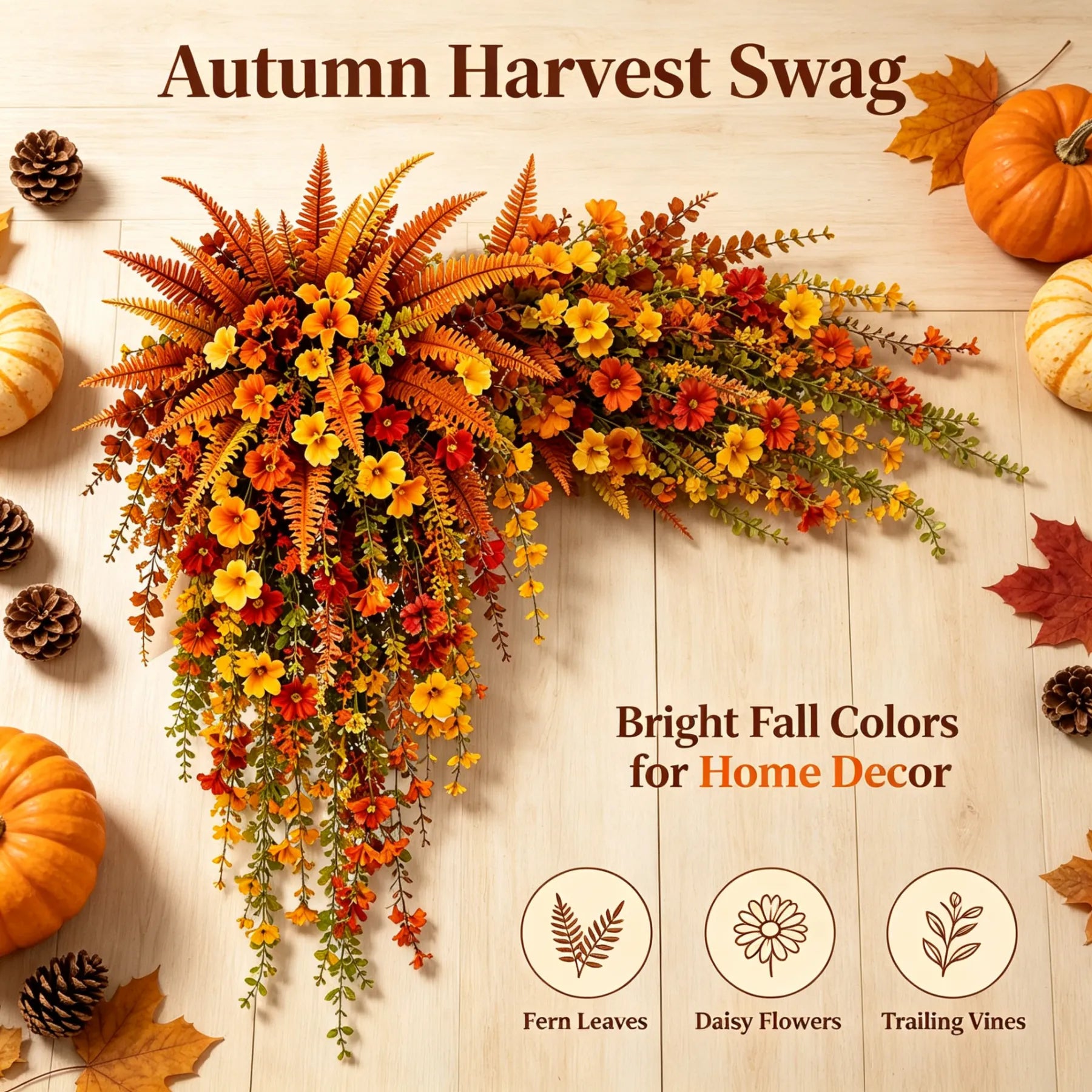 💥Limited stock for current seasonal styles 60% OFF-🍂 Artificial Fall Harvest Hanging Basket – Full, Lush & Fade-Resistant