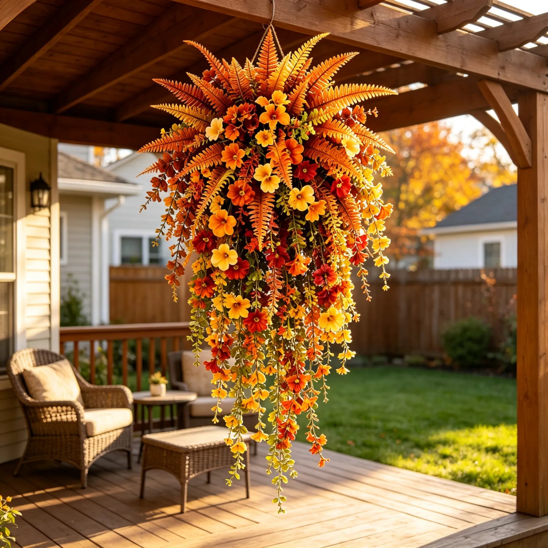 💥Limited stock for current seasonal styles 60% OFF-🍂 Artificial Fall Harvest Hanging Basket – Full, Lush & Fade-Resistant