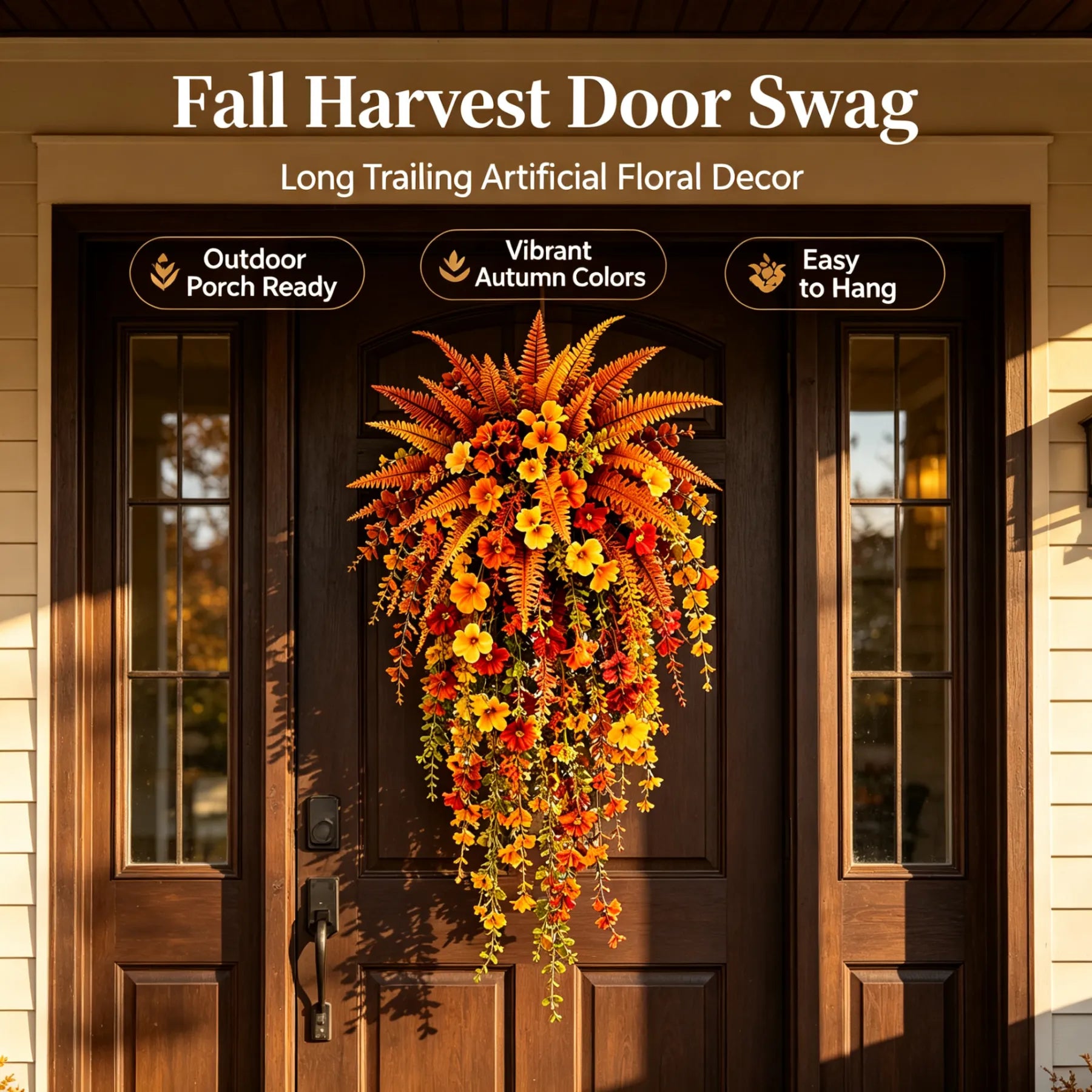 💥Limited stock for current seasonal styles 60% OFF-🍂 Artificial Fall Harvest Hanging Basket – Full, Lush & Fade-Resistant