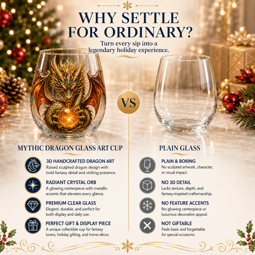 🐉Limited Edition 3D Mythic Dragon Glass Art Cup -✨Luxury Raised Fantasy Glassware for Whiskey, Home Bar Décor & Legendary Gifts 🎁
