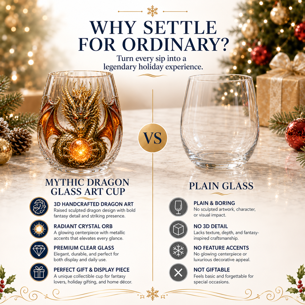 🐉Limited Edition 3D Mythic Dragon Glass Art Cup -✨Luxury Raised Fantasy Glassware for Whiskey, Home Bar Décor & Legendary Gifts 🎁