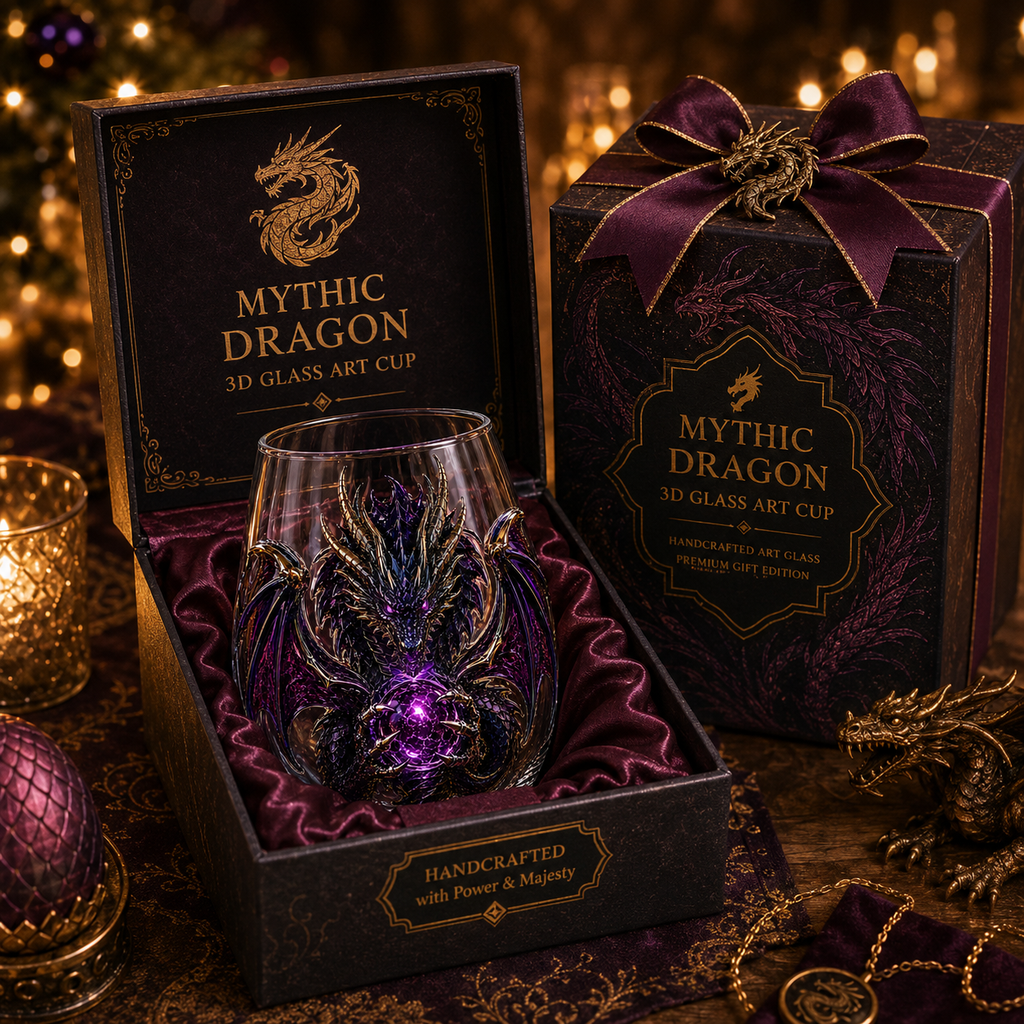 🐉Limited Edition 3D Mythic Dragon Glass Art Cup -✨Luxury Raised Fantasy Glassware for Whiskey, Home Bar Décor & Legendary Gifts 🎁