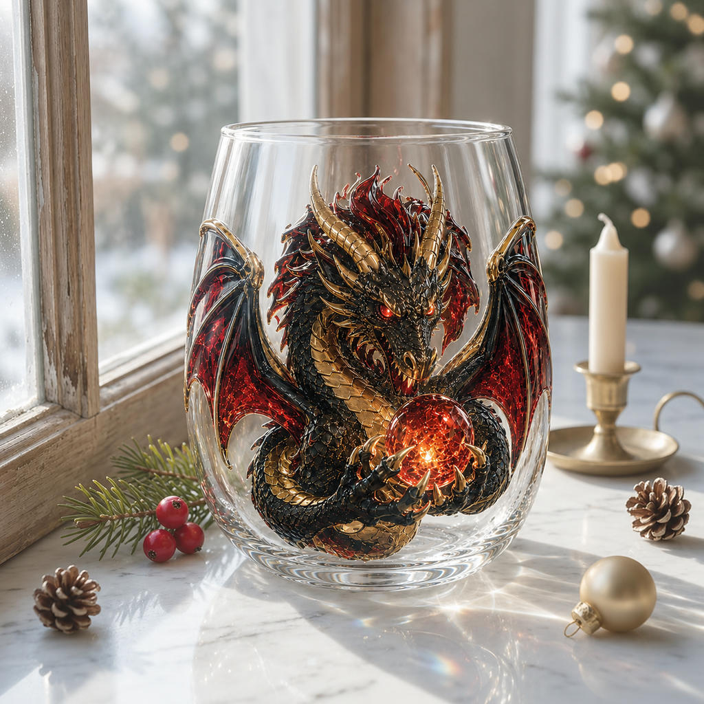 🐉Limited Edition 3D Mythic Dragon Glass Art Cup -✨Luxury Raised Fantasy Glassware for Whiskey, Home Bar Décor & Legendary Gifts 🎁