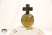 Jan Barboglio Cross Glass Cloche with Iron Tray – 16" Decorative Dome Server