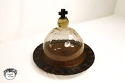 Jan Barboglio Cross Glass Cloche with Iron Tray – 16" Decorative Dome Server