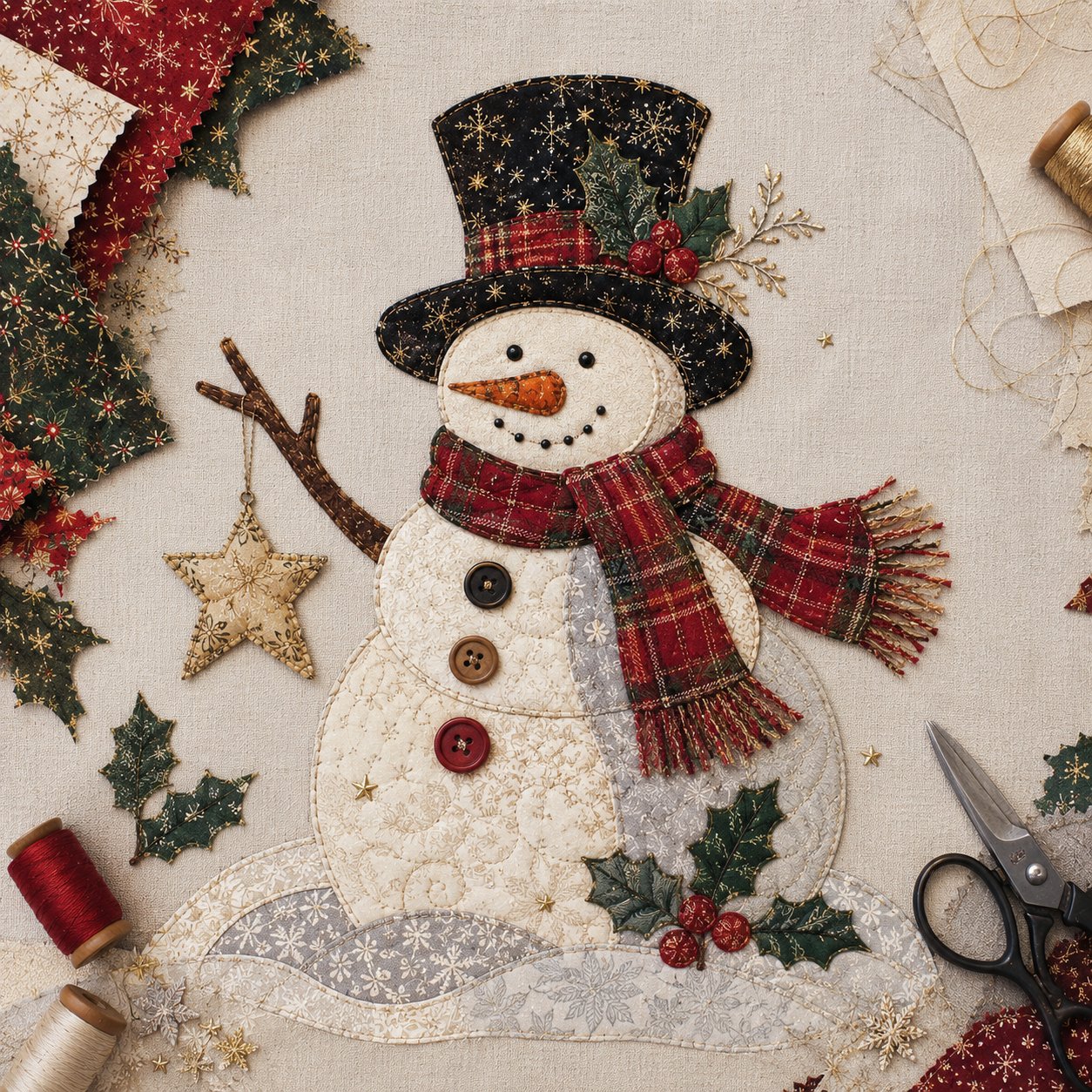 🧘Relaxing & Beginner-Friendly-🎅Christmas Patchwork Fabric DIY Decor Kit – Stunning Results, Zero Experience Needed
