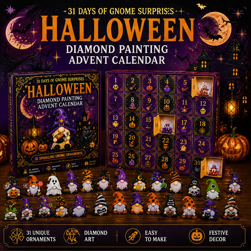 🧘Relaxing & Beginner-Friendly🎃31-Day Gnome Diamond Art Advent Calendar – 💎Create a New Sparkling Surprise Every Day