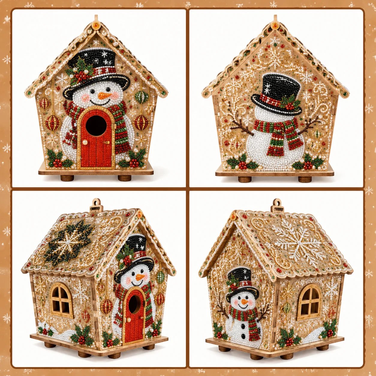 🧩Beginner-Friendly Diamond Painting Assembly-🔥3D Wooden House Rhinestone Diamond Art DIY Kit - Christmas Collection