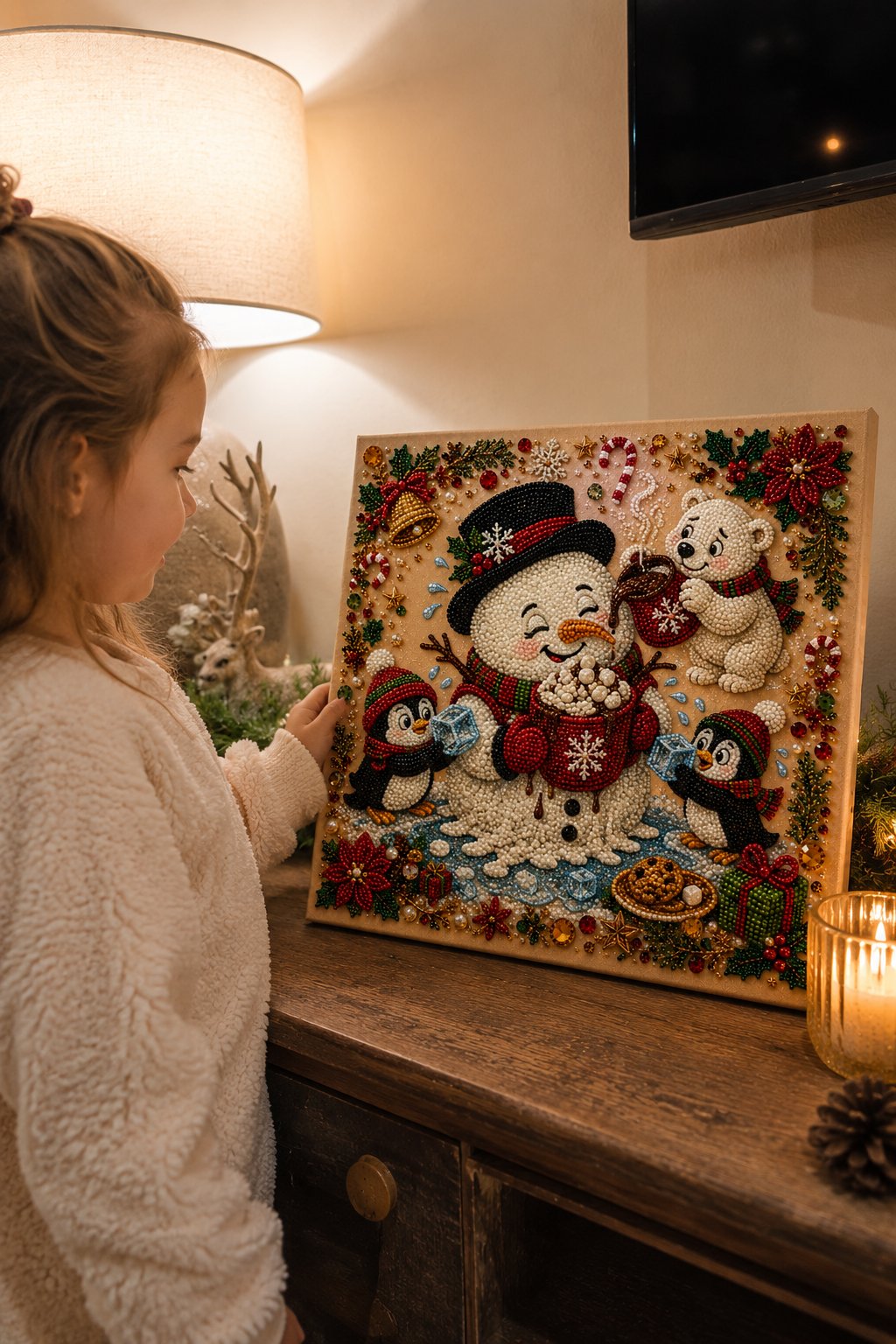 🧘Relaxing & Beginner-Friendly-🎄Premium 3D Pearl Absurd Christmas Moments Art Kit | Luxury Flocked Canvas with Scratch-Resistant Non-Fading Pearl