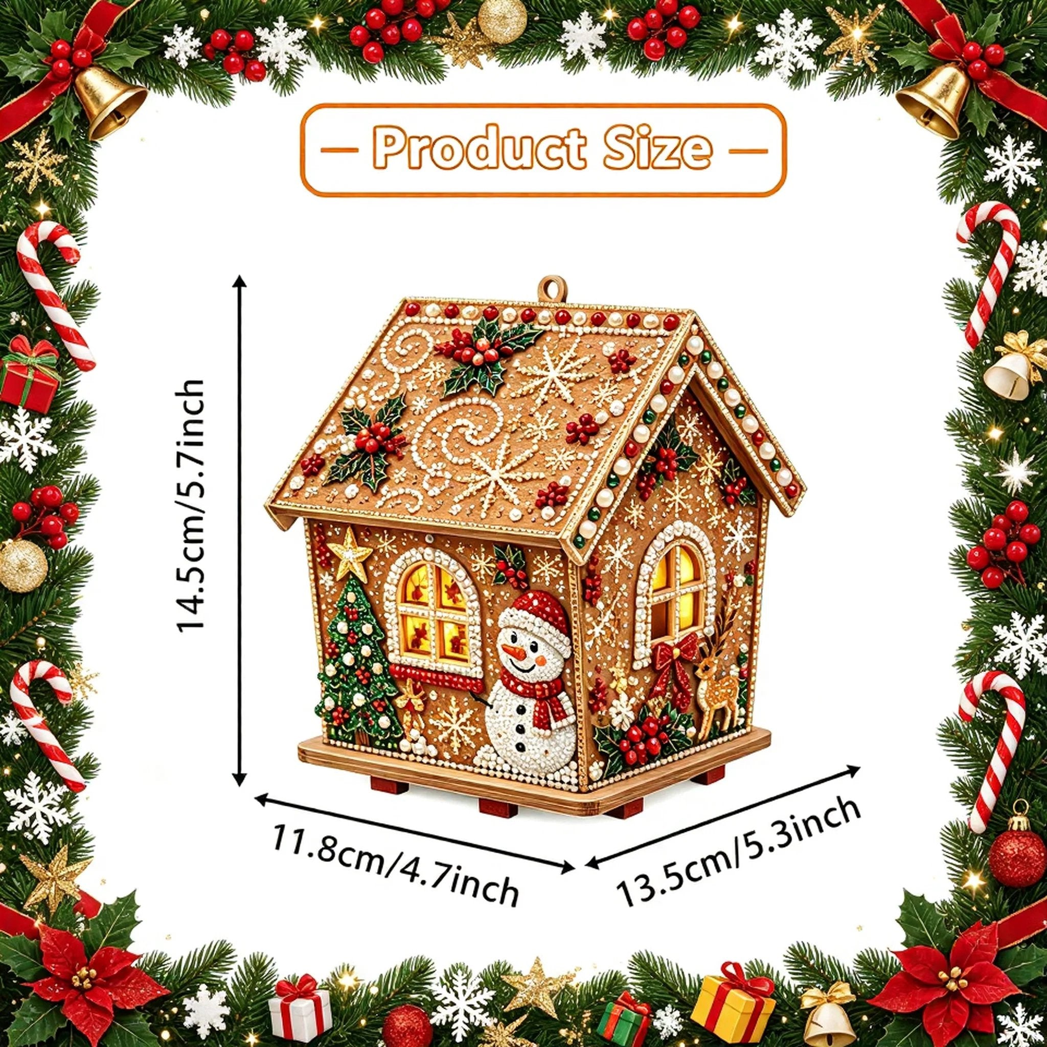 🧩Beginner-Friendly Diamond Painting Assembly-🔥3D Wooden House Rhinestone Diamond Art DIY Kit - Christmas Collection