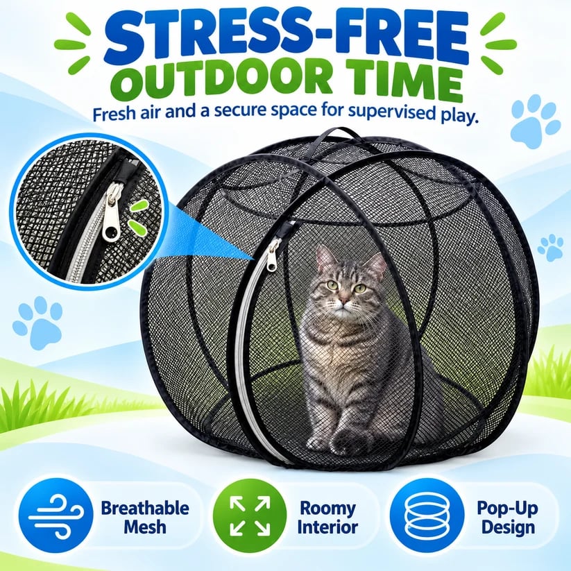 😻🐶 RollyCat 360° Mesh Pet Playpen – Spacious, Breathable & Versatile for Cats, Small Dogs, Playtime & Bath Time 🏠🚿