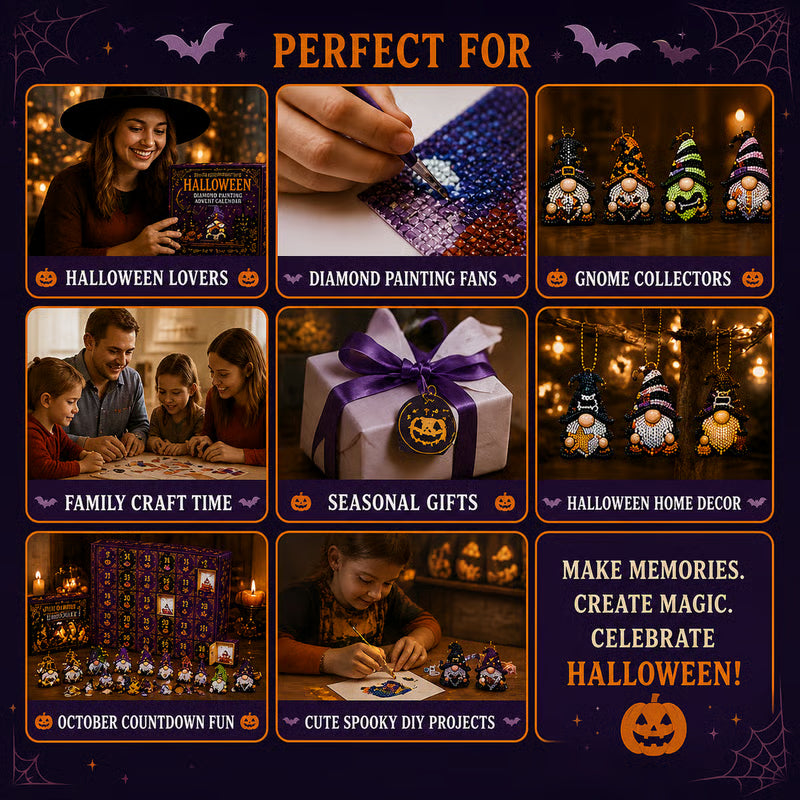 🧘Relaxing & Beginner-Friendly🎃31-Day Gnome Diamond Art Advent Calendar – 💎Create a New Sparkling Surprise Every Day