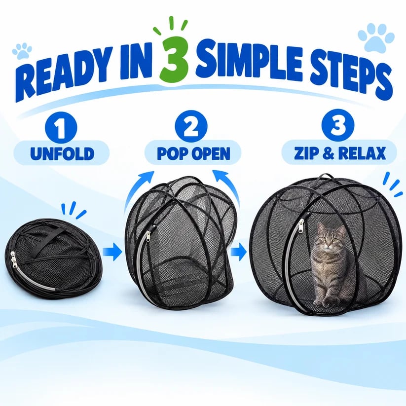 😻🐶 RollyCat 360° Mesh Pet Playpen – Spacious, Breathable & Versatile for Cats, Small Dogs, Playtime & Bath Time 🏠🚿