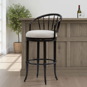 Luther - Commercial Grade Steel Frame Fabric Upholstered Swivel Bar Height Barstool
