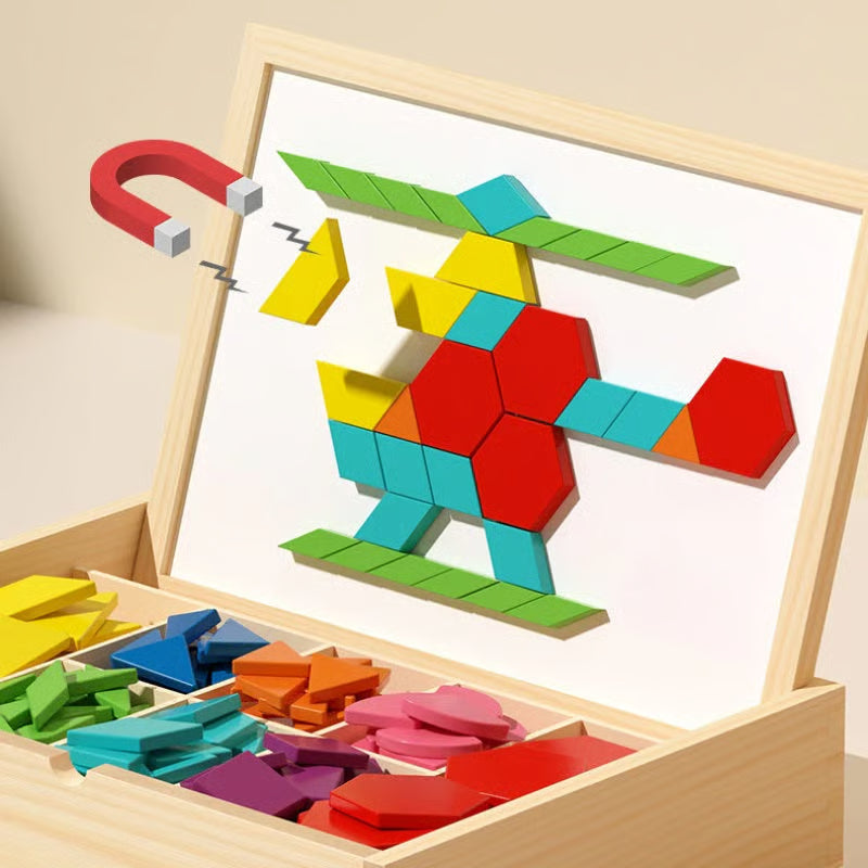 🎁Early Christmas Sale 50% OFF🔥Wooden Magnetic Pattern Block Puzzle Set🧩