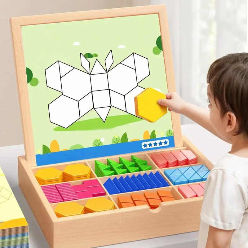 🎁Early Christmas Sale 50% OFF🔥Wooden Magnetic Pattern Block Puzzle Set🧩