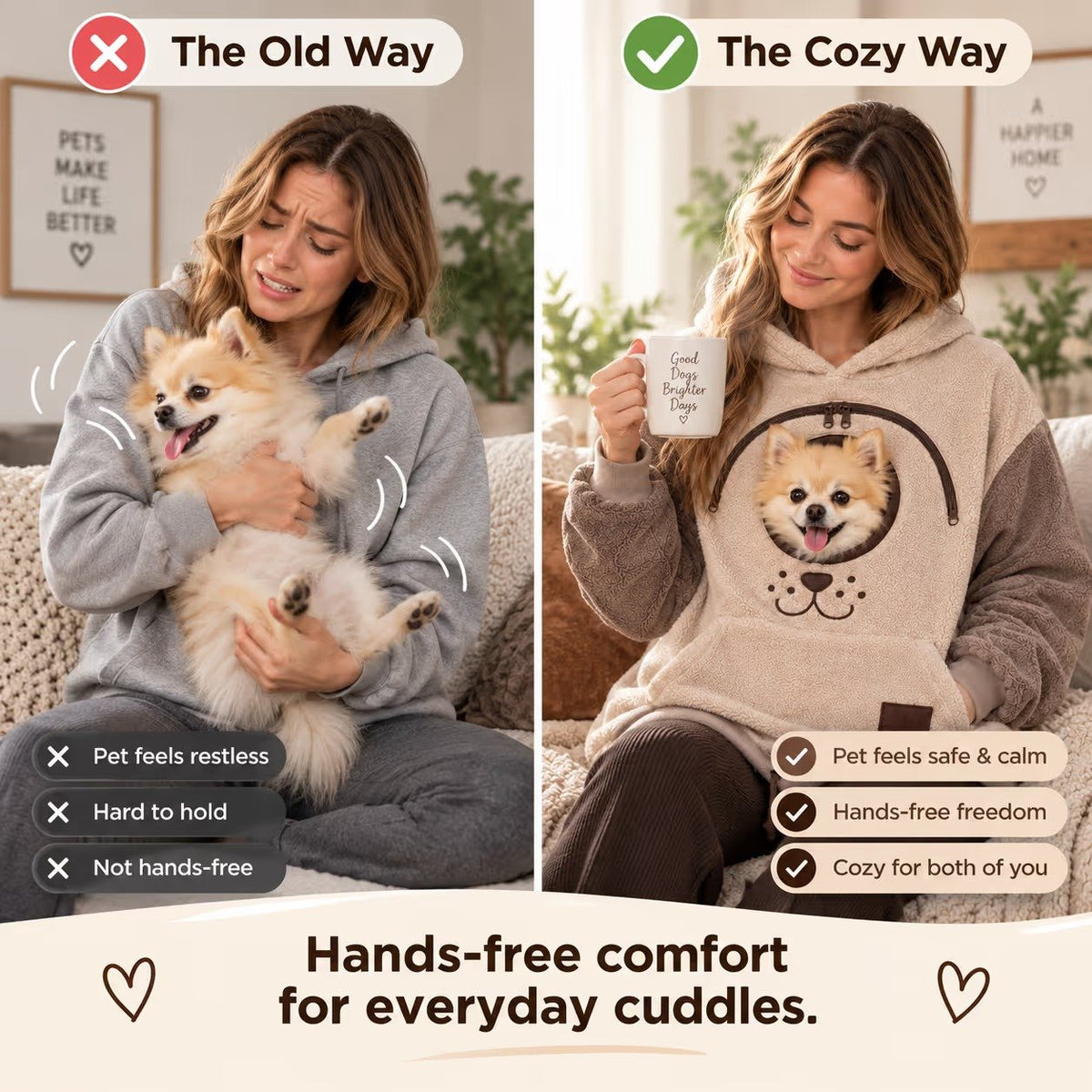 Cozy Pet Carrier Hoodie for Cats & Small Dogs