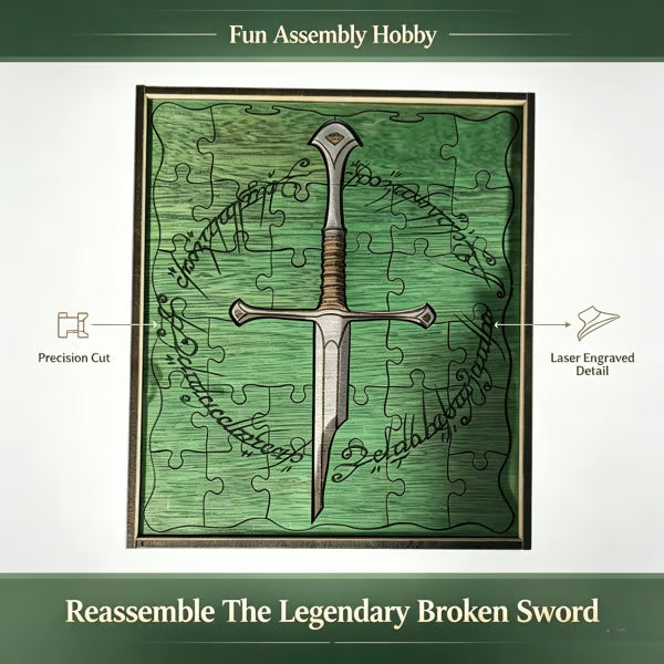 🔥100% Hand-Carved from Solid Wood -⚔️Jigsaw puzzle enthusiast🧩 Broken Sword Puzzle
