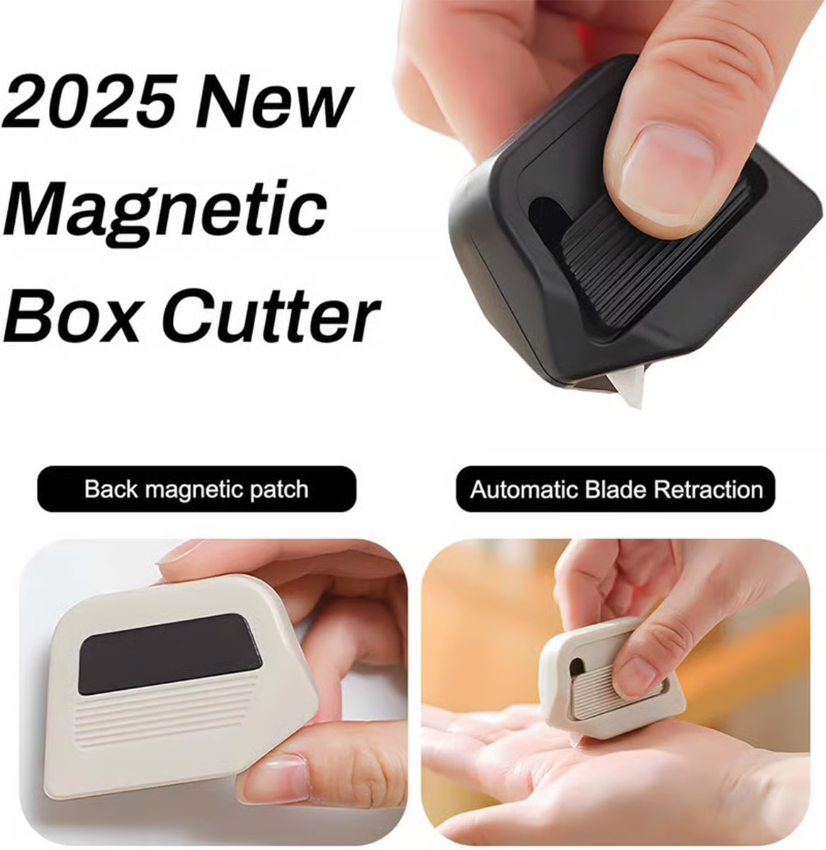 🏆Flash Sale⚡ 50K+ SOLD! Almost Gone-💥Magnetic Retractable Box Cutter - Safety Lock Utility Knife with Built-in Magnet for Easy Storage & Quick Access