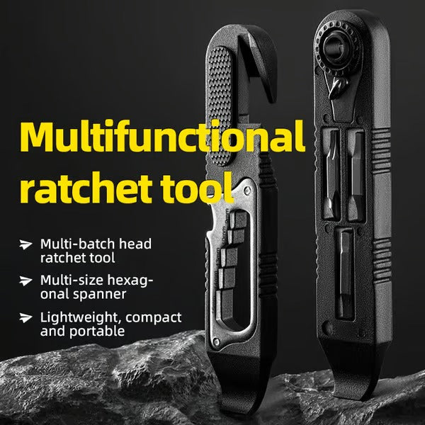 Multi-function Ratchet Tire Lever with Hex Wrench and File Blade