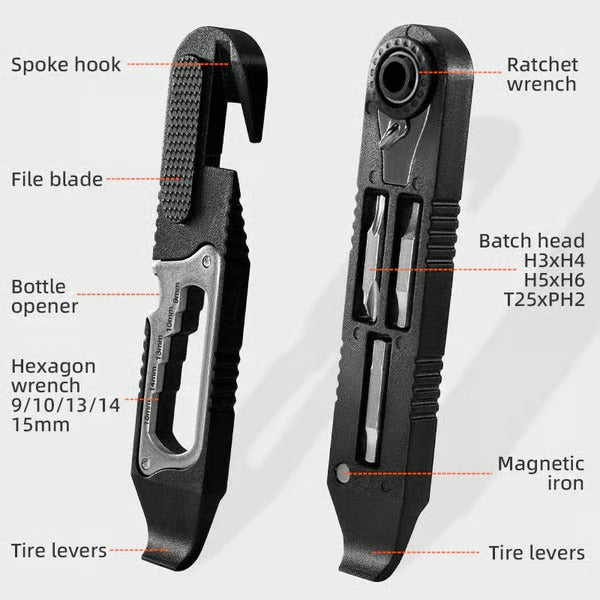 Multi-function Ratchet Tire Lever with Hex Wrench and File Blade