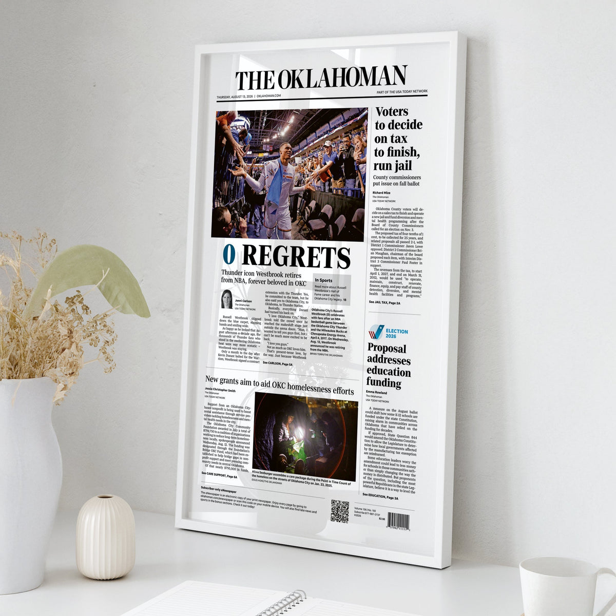 Russell Westbrook 0 Regrets Front Page Wall Art