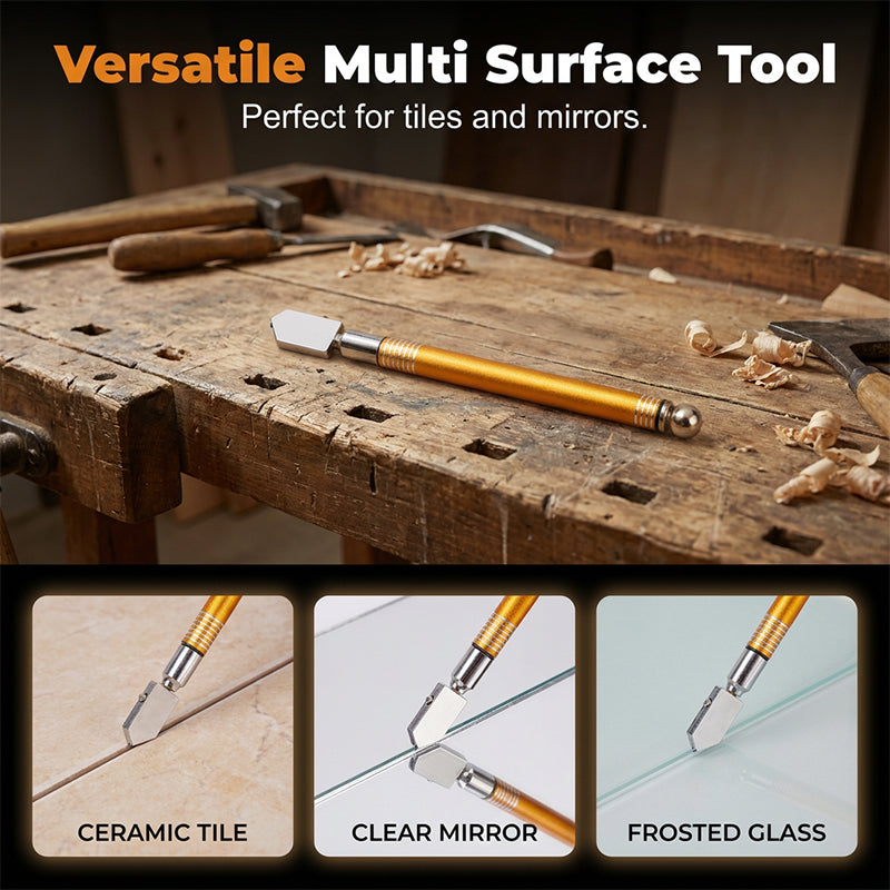 🛠️Professional Diamond Glass Cutter – ✨Clean cuts on tiles, mirrors & thick glass – save on professional fees