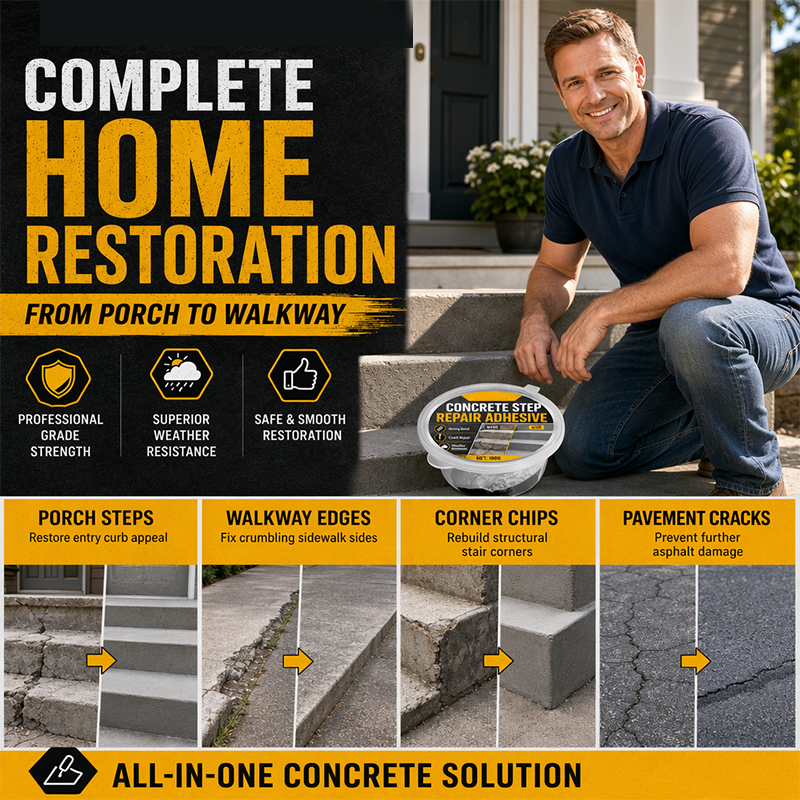 🏠Concrete Step Repair Adhesive – 🛡️Permanently bonds cracked stairs & walkways. Weatherproof – ✨resists heat, ice & rain